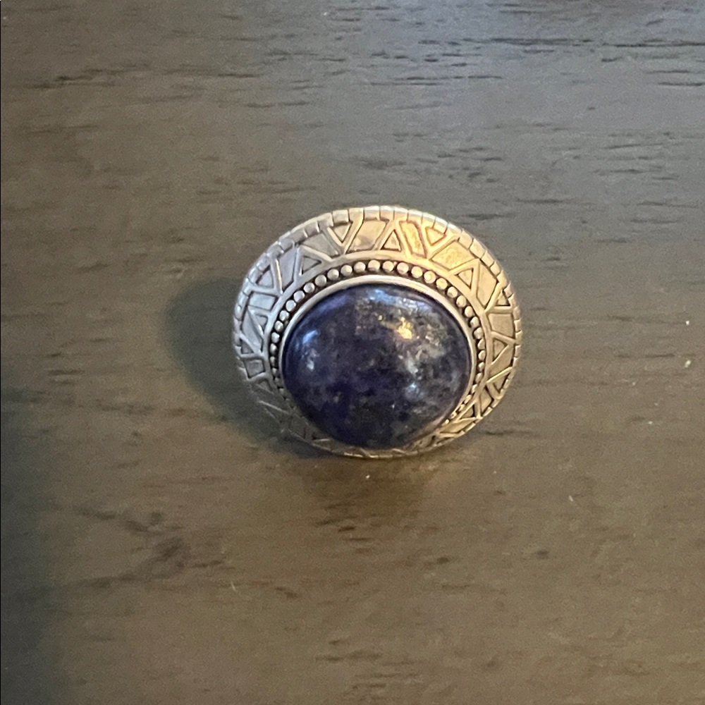 Sterling Silver And Lapis Gemstone Statement Ring - image 2